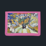 Stairway at Auvers by Vincent Van Gogh   Trifold Wallet<br><div class="desc">The Vincent van Gogh's Stairway at Auvers (1890) famous landscape painting features expressive, swirling lines of the foreground road move backward to the center of the composition and join the base of a stairway on which an elderly man with a stick descends. Chestnut trees are in flower to the right...</div>