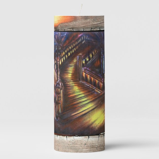 Stairway of Light Pillar Candle (Front)