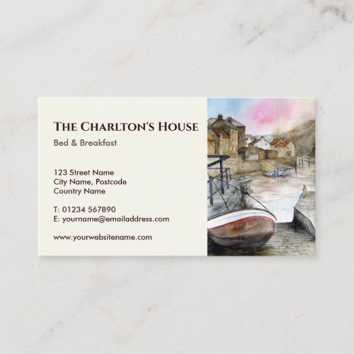 Staithes North Yorkshire England Watercolour Business Card