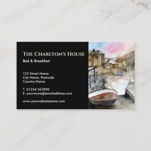 Staithes North Yorkshire England Watercolour Business Card