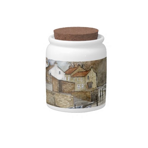 Staithes North Yorkshire England Watercolour Candy Jar