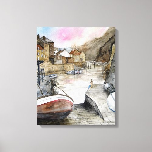 Staithes North Yorkshire England Watercolour Canvas Print