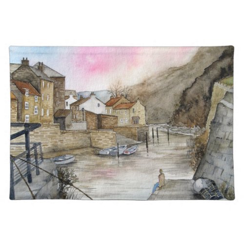 Staithes North Yorkshire England Watercolour Cloth Placemat