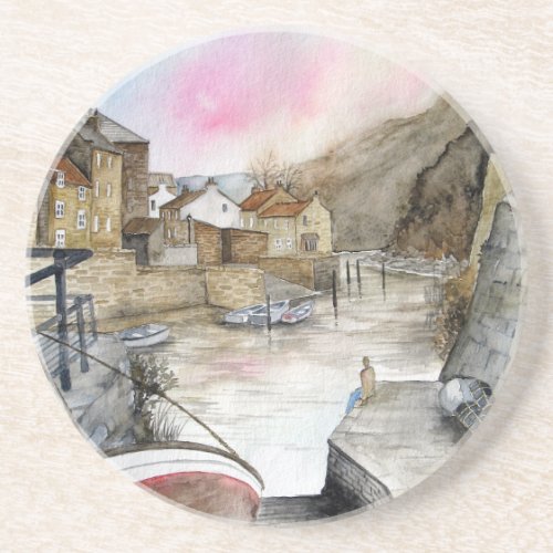 Staithes North Yorkshire England Watercolour Coaster