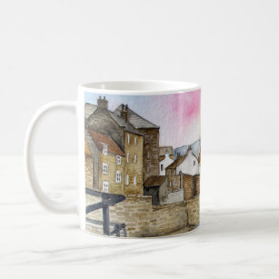 Staithes, North Yorkshire, England Watercolour Coffee Mug