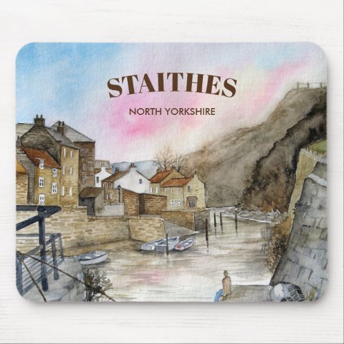 Staithes North Yorkshire England Watercolour Mouse Pad