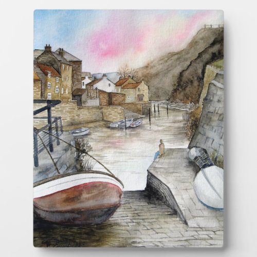 Staithes North Yorkshire England Watercolour Plaque