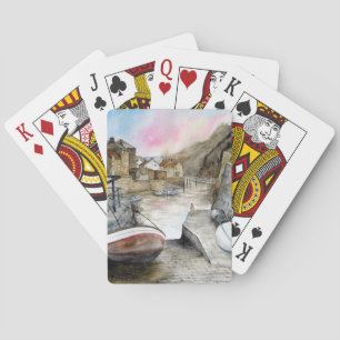 Staithes, North Yorkshire, England Watercolour Poker Cards