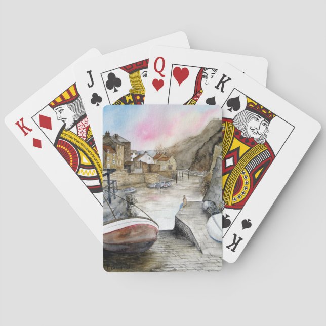Staithes, North Yorkshire, England Watercolour Poker Cards (Back)