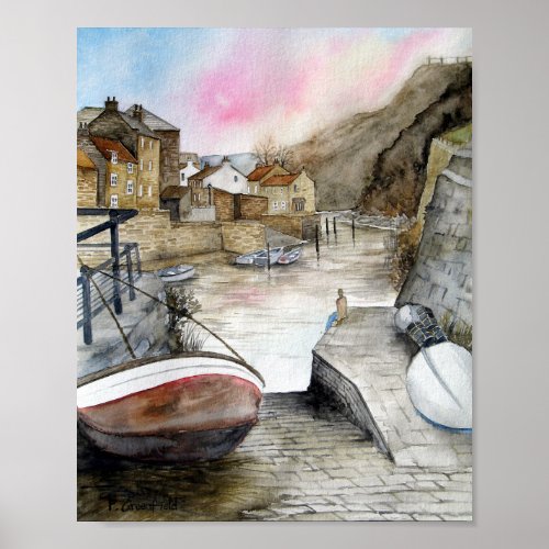 Staithes North Yorkshire England Watercolour Poster