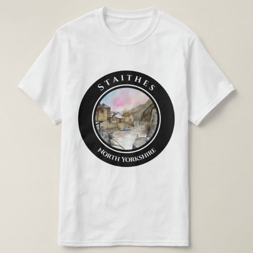 Staithes North Yorkshire England Watercolour T_Shirt