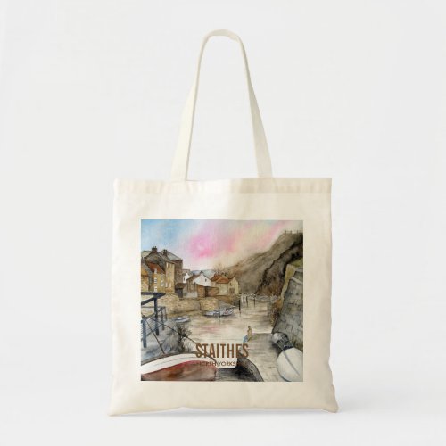 Staithes North Yorkshire England Watercolour Tote Bag