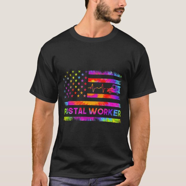 Stal Worker Tie Dye Proud Mail Carrier Mail Lady P T-Shirt (Front)