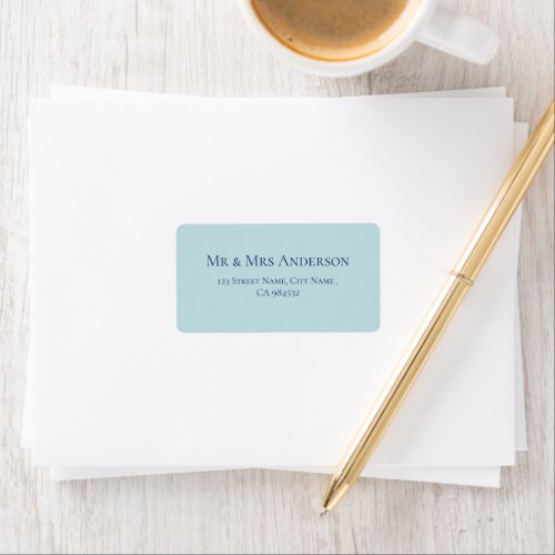 Stale Blue Simple Minimalist Wedding Address Label