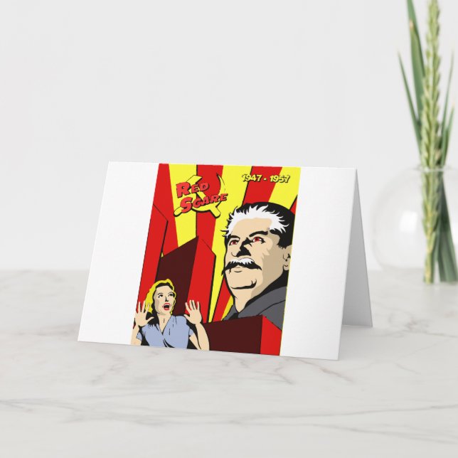 Stalin portrait red scare soviet union poster card (Front)