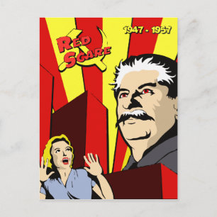 Stalin portrait red scare soviet union poster postcard