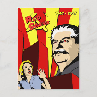 Stalin portrait red scare soviet union poster postcard