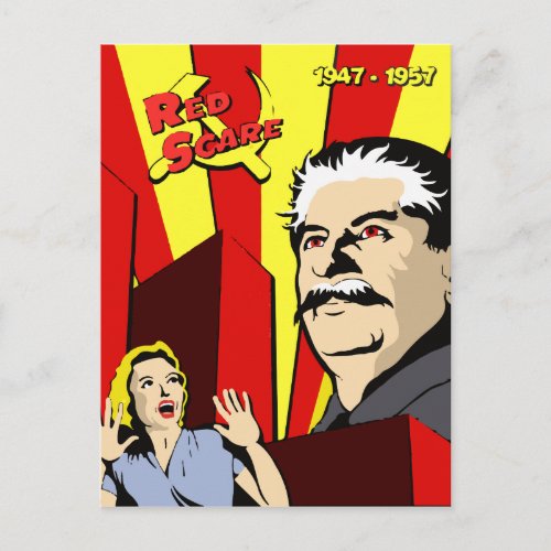 Stalin portrait red scare soviet union poster postcard