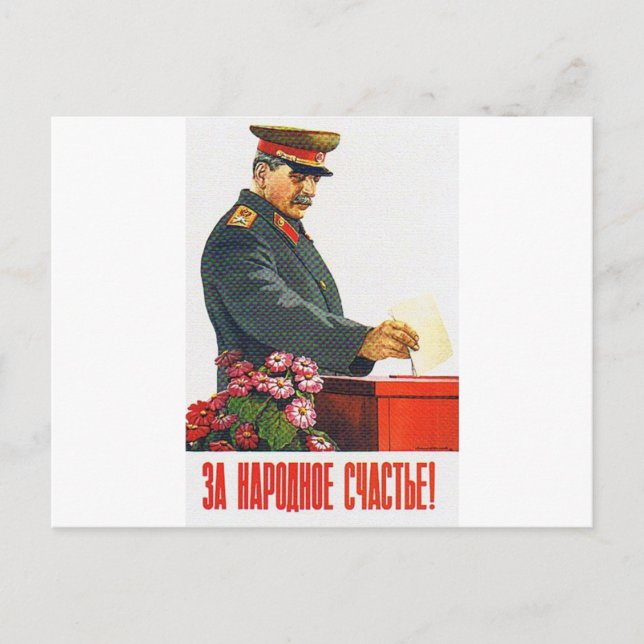STALIN POSTER ART POSTCARD (Front)