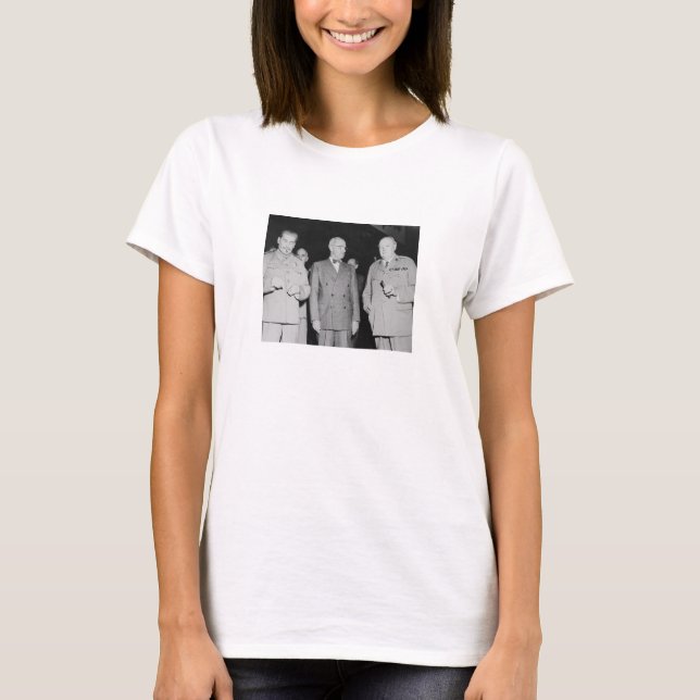 Stalin, Truman, And Churchill -- WW2 Photo T-Shirt (Front)