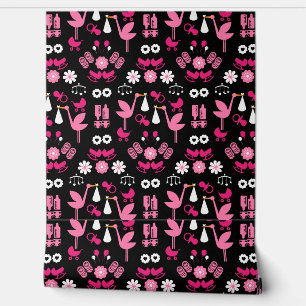 Stalk Delivery Twin Baby Room Wallpaper