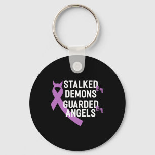 Stalked By Demons Guarded By Angels End Addiction Keychain