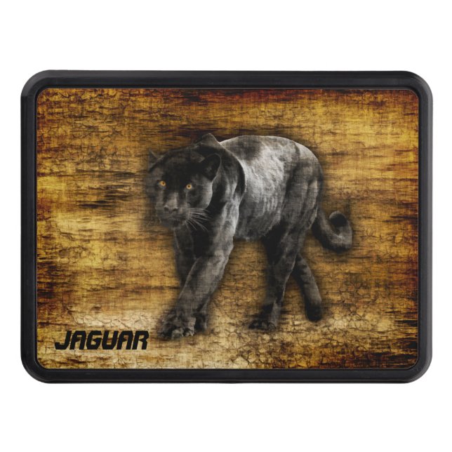 Stalking Black Jaguar  Artwork Trailer Hitch Cover (Front)