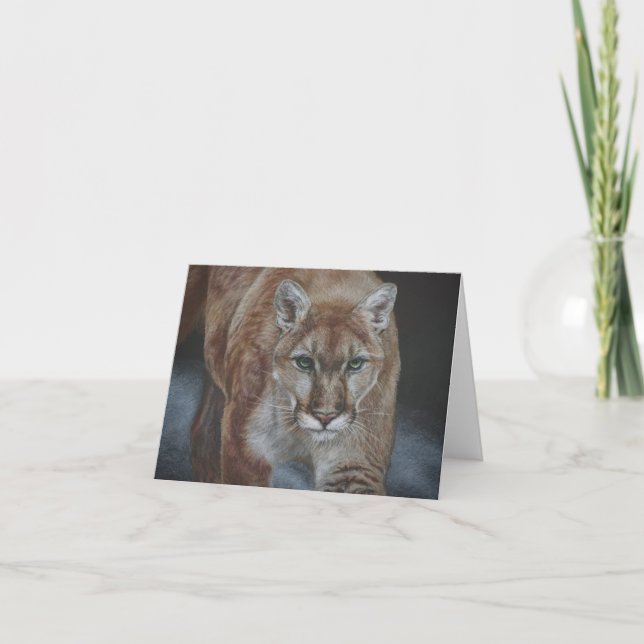 Stalking cougar letterpress thank you card (Front)