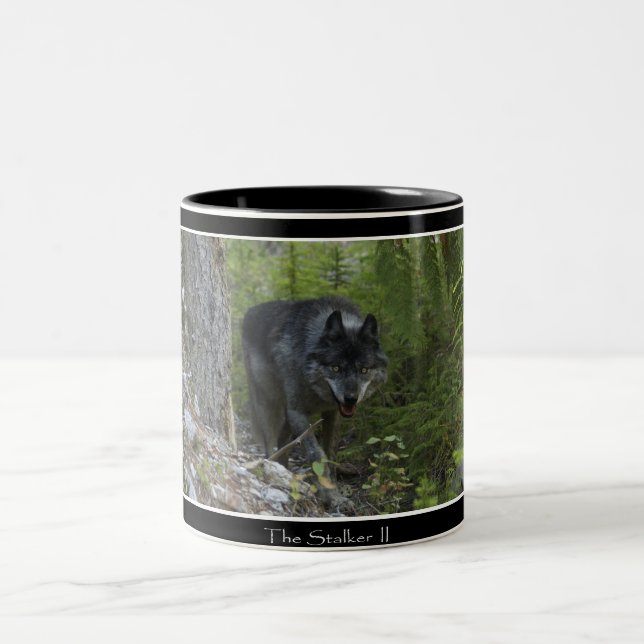 Stalking Grey Wolf & Forest Drinking Mug (Center)