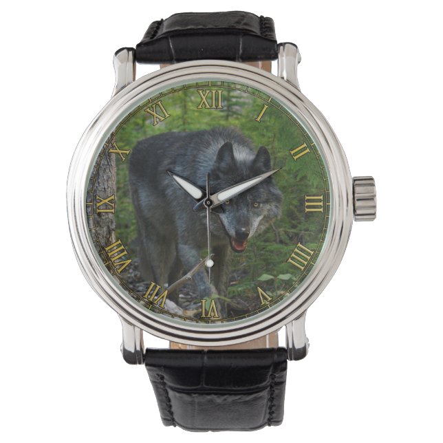 Stalking Grey Wolf in Forest #Gift Watch Range (Front)