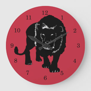 Stalking Lion Large Clock