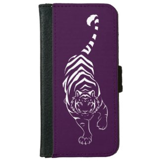Stalking Tribal White Tiger on Purple iPhone 6 Wallet Case