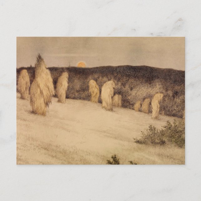 Stalks of Grain in Moonlight Postcard (Front)