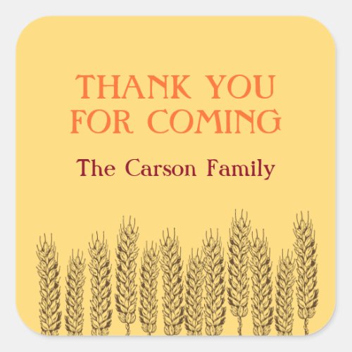 Stalks of wheats natural yellow field Thanksgiving Square Sticker