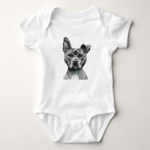 Stalky Pit Bull Dog Drawing Baby Bodysuit