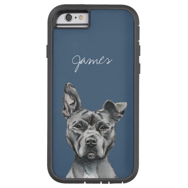 Stalky Pit Bull Dog Drawing iPhone Case