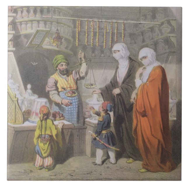 Stallholder selling Spiced Delicacies at the Bazaa Tile (Front)