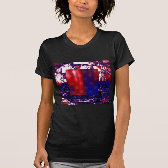 Stalling | Red and Blue Fractal Art T-Shirt (Front)