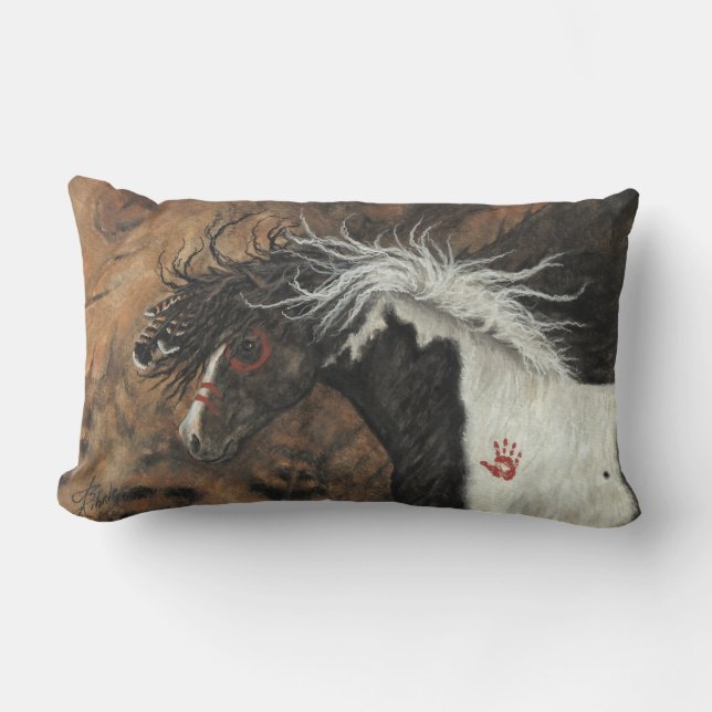 Stallion Pinto Horse by BiHrLe Pillow (Front)