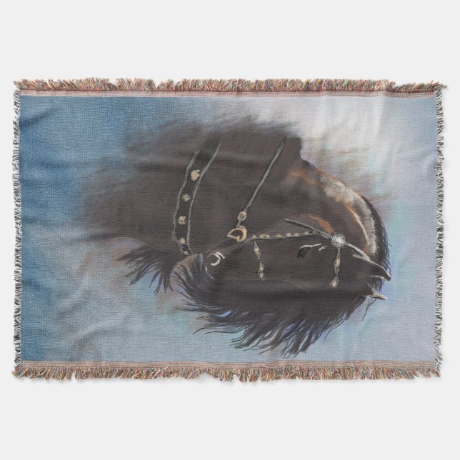 Stallion Portrait - Throw Blanket (Front)