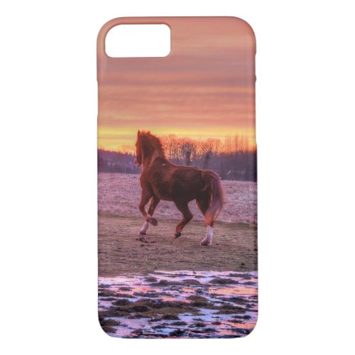 Stallion Running Home at Sunset on Ranch iPhone 87 Case