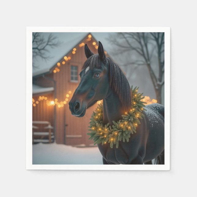 Stallion With Christmas Wreath Napkins (Front)