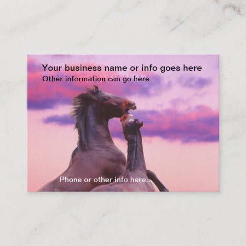 Stallions Horses playing sunrise Business Cards