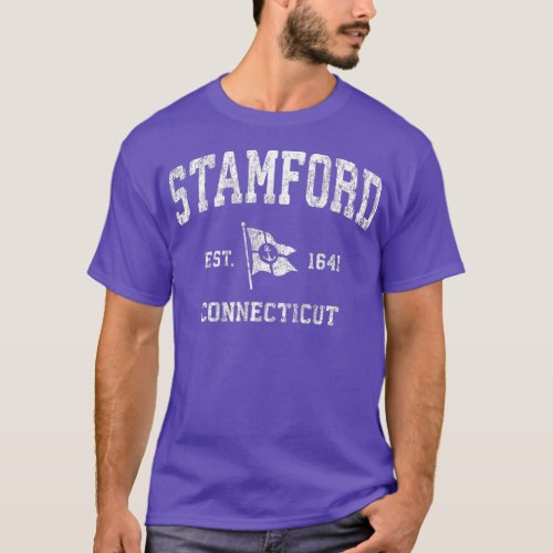 Stamford Connecticut CT Vintage Boat Anchor Flag D T_Shirt