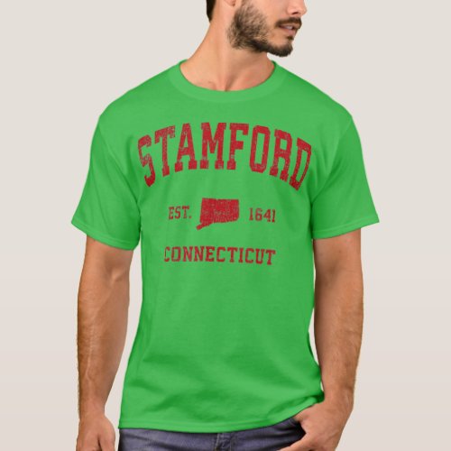 Stamford Connecticut CT Vintage Sports Design Red  T_Shirt