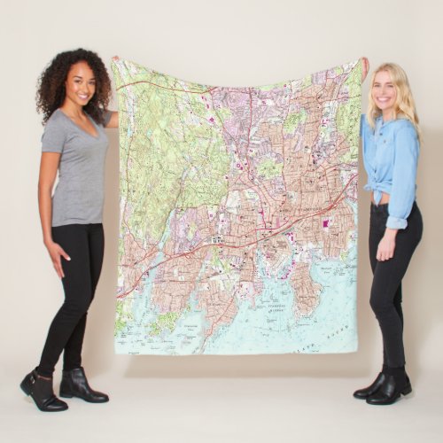 Stamford Connecticut Map 1987 Fleece Blanket