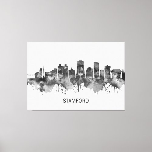 Stamford Connecticut Skyline BW Canvas Print