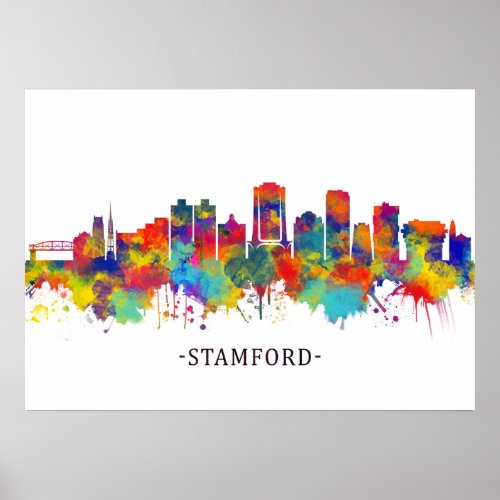 Stamford Connecticut Skyline Poster