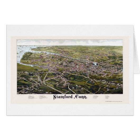 Stamford, CT Panoramic Map - 1883 Cards (Front Horizontal)