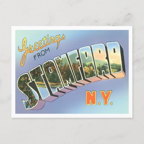 Stamford New York Vintage Big Letters Postcard